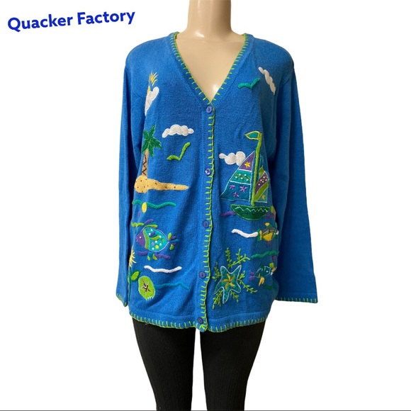 New The Quacker Factory Cardigan Beach 